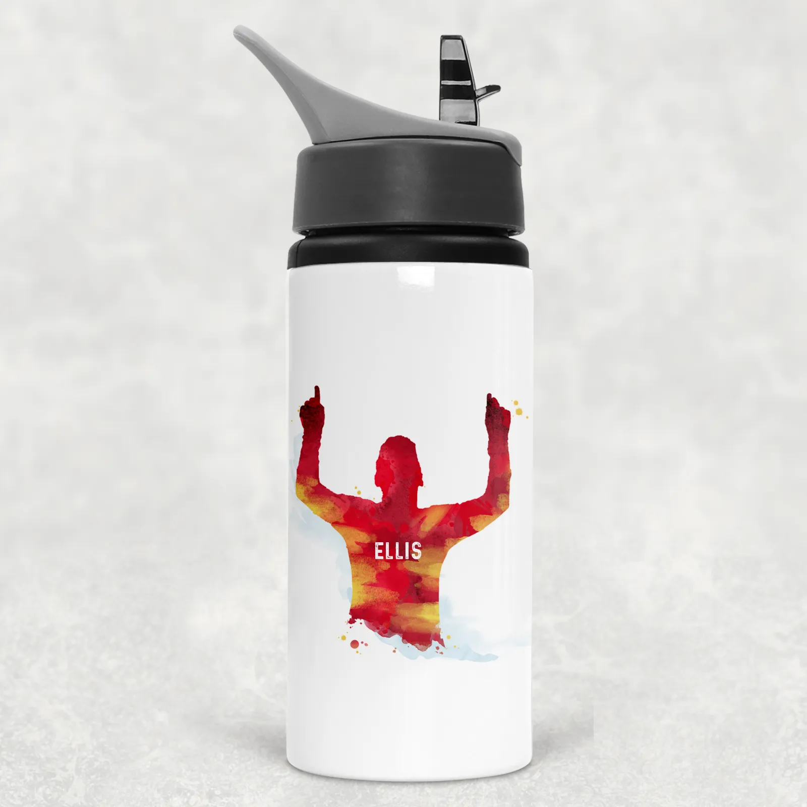 Football Red Shirt Personalised Aluminium Straw Water Bottle 650ml