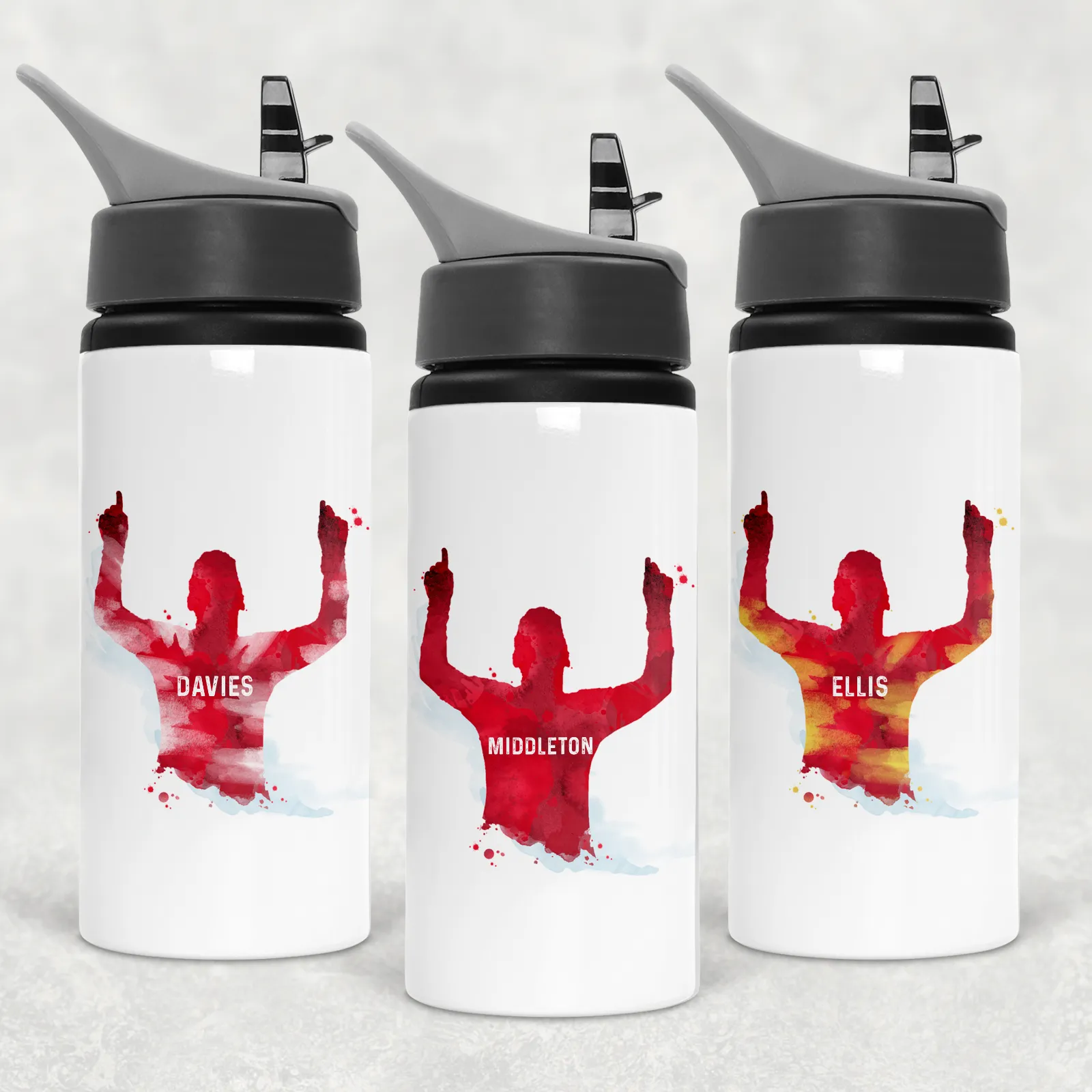 Football Red Shirt Personalised Aluminium Straw Water Bottle 650ml