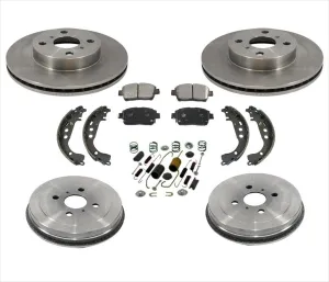 Front Brake Rotors & Ceramic Brake Pads Drums Shoes 7PCs Kit 04-06 Scion Xa Xb