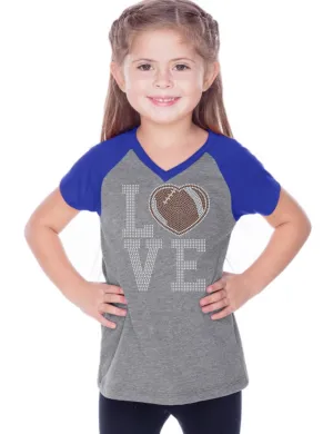 Girls 3-6X & Juniors Sheer Jersey Contrast V Neck Raglan Short Sleeve Tee-f