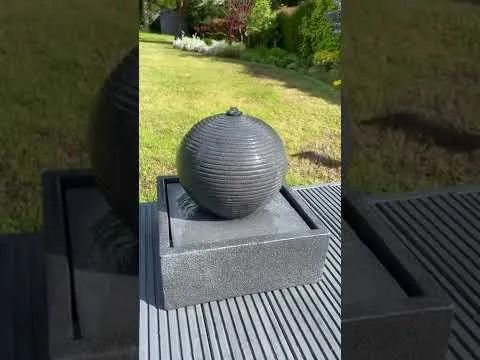 Globe On Plate Box Water Feature with LED Lights - Solar Panel 37x37x37