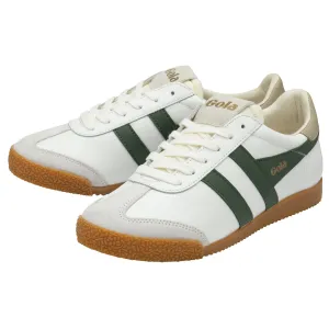 GOLA Elan Leather Sneakers in White/Evergreen/Bone