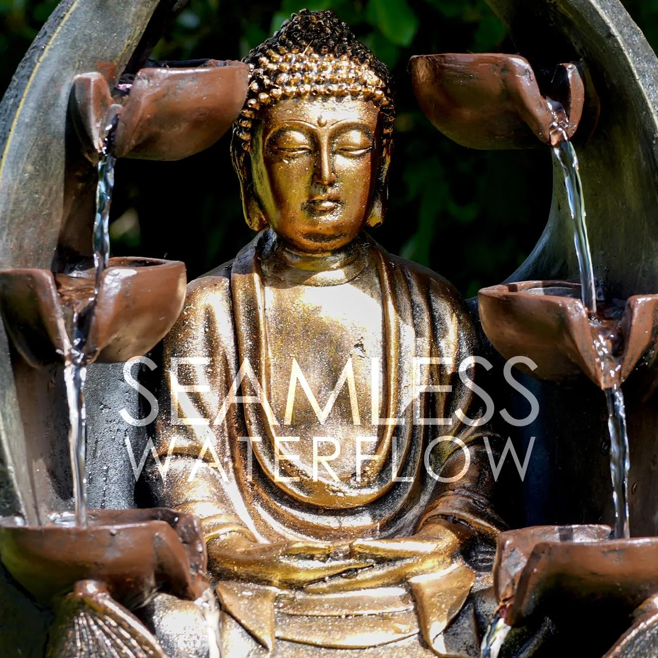 Golden Buddha Solar Water Feature Outdoor With LED