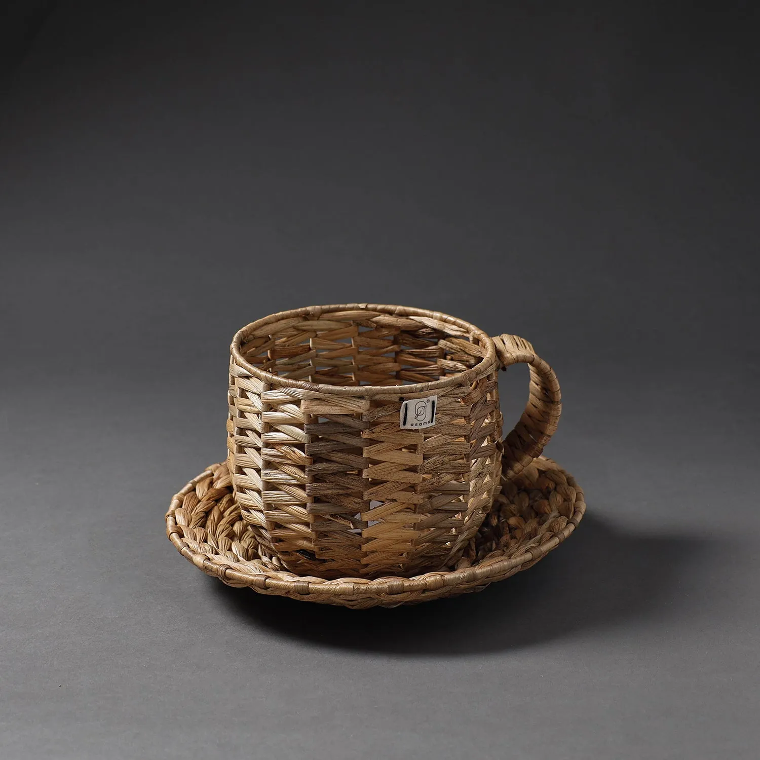 Handcrafted Organic Water Hyacinth Cup & Saucer Planter