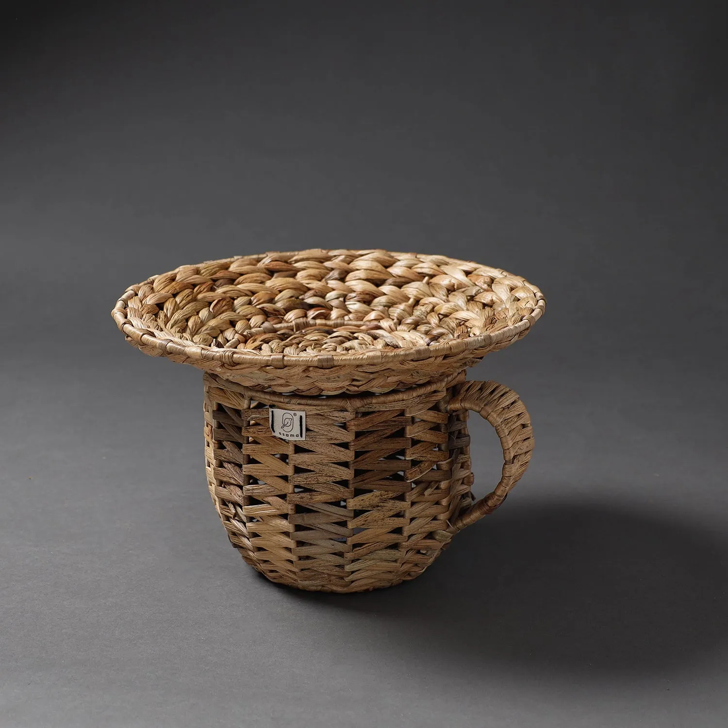 Handcrafted Organic Water Hyacinth Cup & Saucer Planter