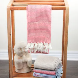 Handwoven Waffle Weave Pure Cotton Towel - Bath Room Decor | Red, 29x62"