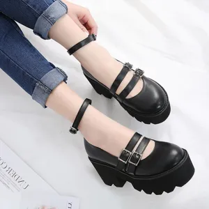 Harajuku Black Strap Shoes SD00513