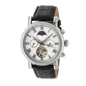 Heritor Automatic Winston Semi-Skeleton Leather-Band Watch