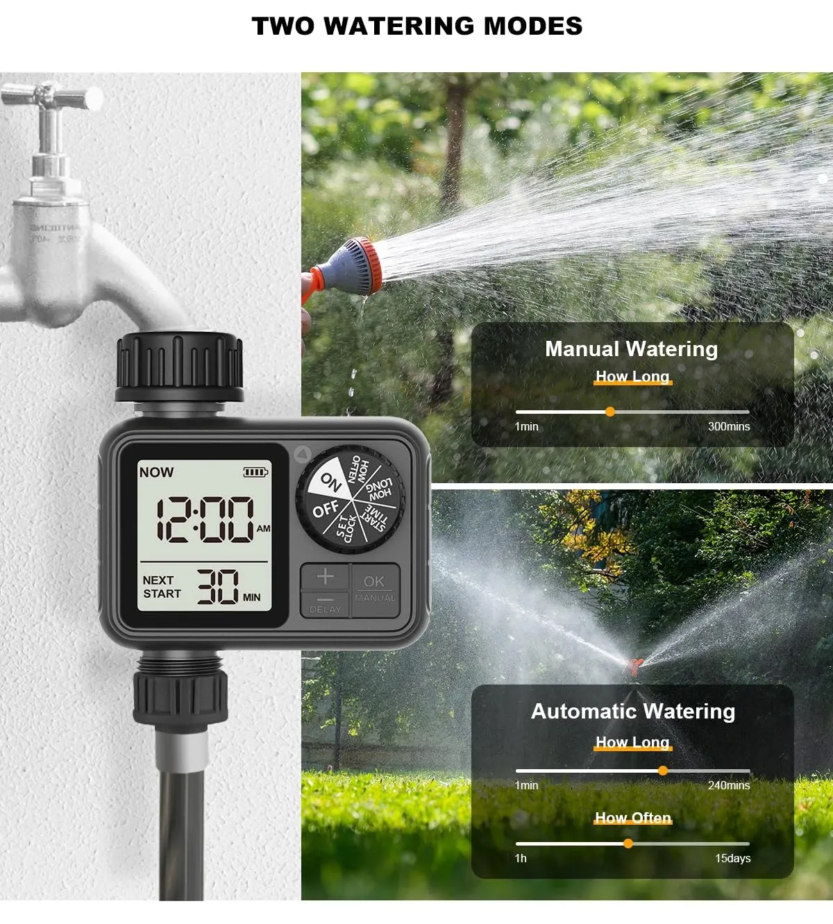 HIVAGI Garden Water Timer: Effortless Automatic Irrigation for Gardens, Lawns, and Greenhouses.