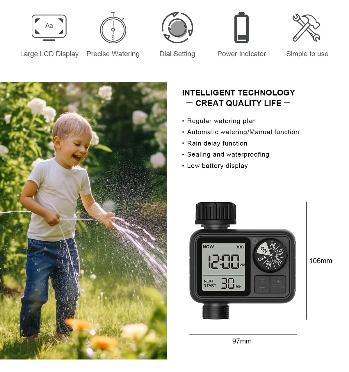 HIVAGI Garden Water Timer: Effortless Automatic Irrigation for Gardens, Lawns, and Greenhouses.