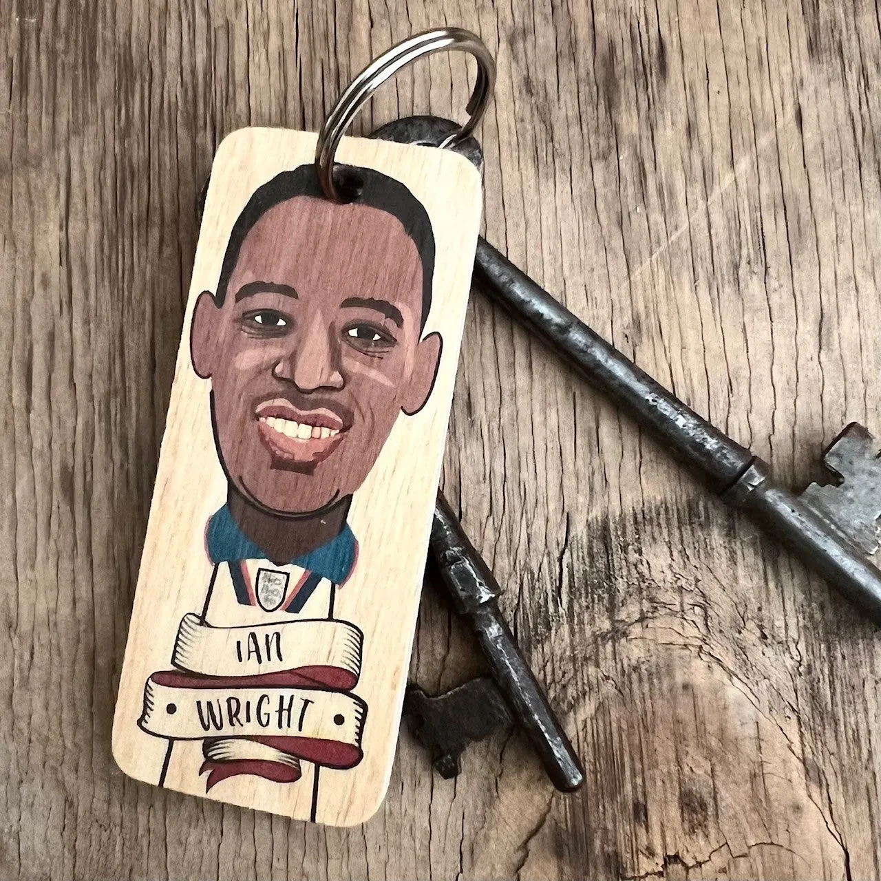 Ian Wright Character Wooden Keyring - RWKR1