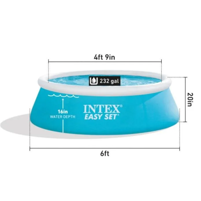 Intex 6' x 20" Easy Set Outdoor Inflatable Swimming Pool (Filter Not Included)