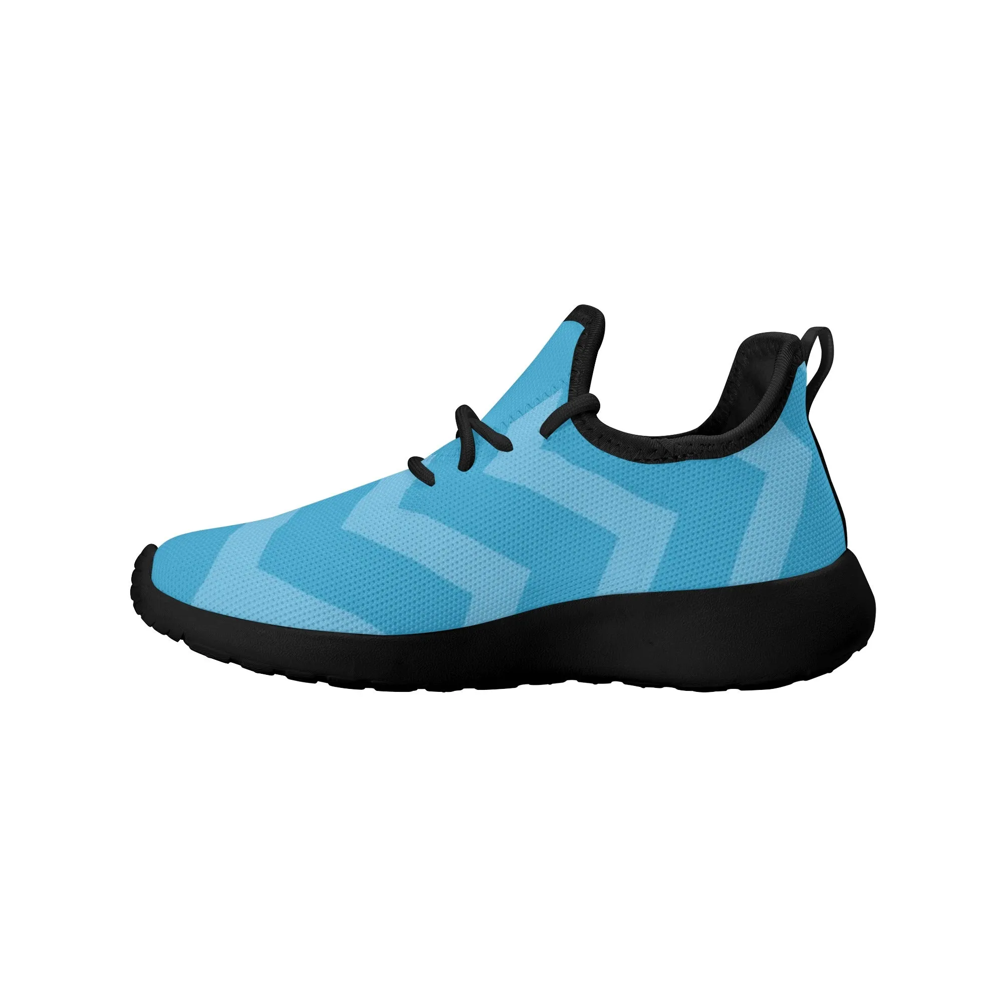 Kids Running Shoes | Mesh Knit Sneakers for kids 7-12 | Anime Slayer of Demon | Blue Zigzag Pattern