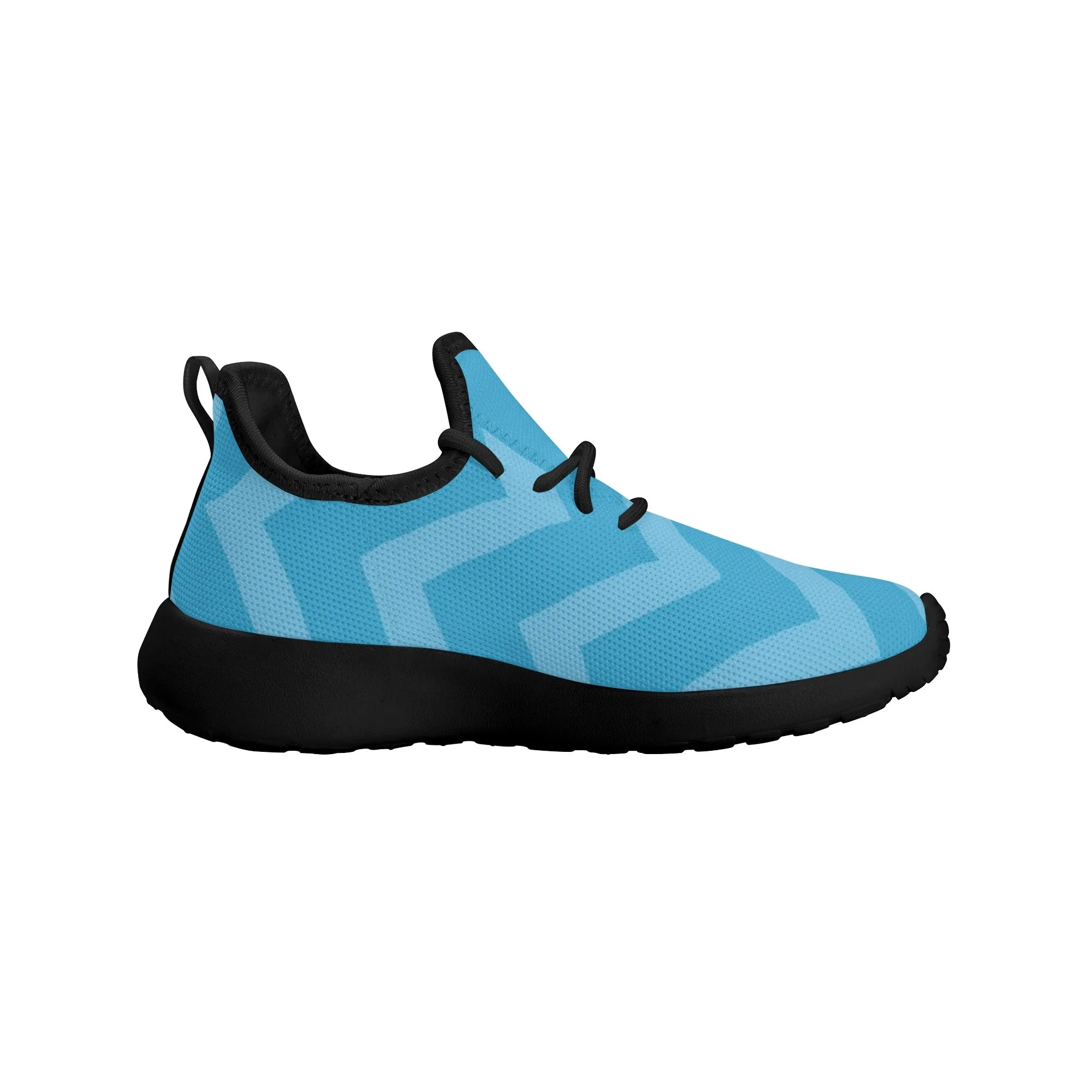 Kids Running Shoes | Mesh Knit Sneakers for kids 7-12 | Anime Slayer of Demon | Blue Zigzag Pattern