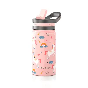 Kids Water Bottle with Straw Lid | 14oz | Pink Unicorn