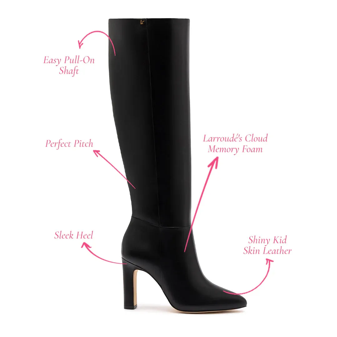 Larroude Cindy Hi Boot In Black Leather