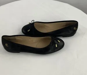 Lauren Ralph Lauren Women's Jayna Soft Nappa Black Leather Slip On Shoes Size 7