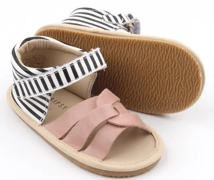 Little Bipsy Isla Sandals-Blush & Black Stripe