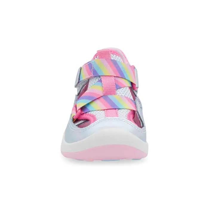 Little Girl Stride Rite SRTech Surf in Silver Rainbow