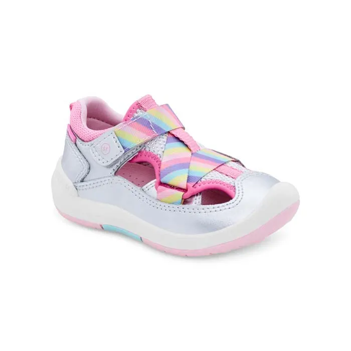 Little Girl Stride Rite SRTech Surf in Silver Rainbow