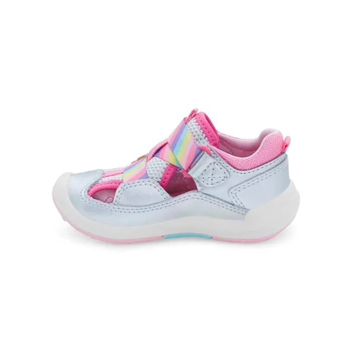 Little Girl Stride Rite SRTech Surf in Silver Rainbow