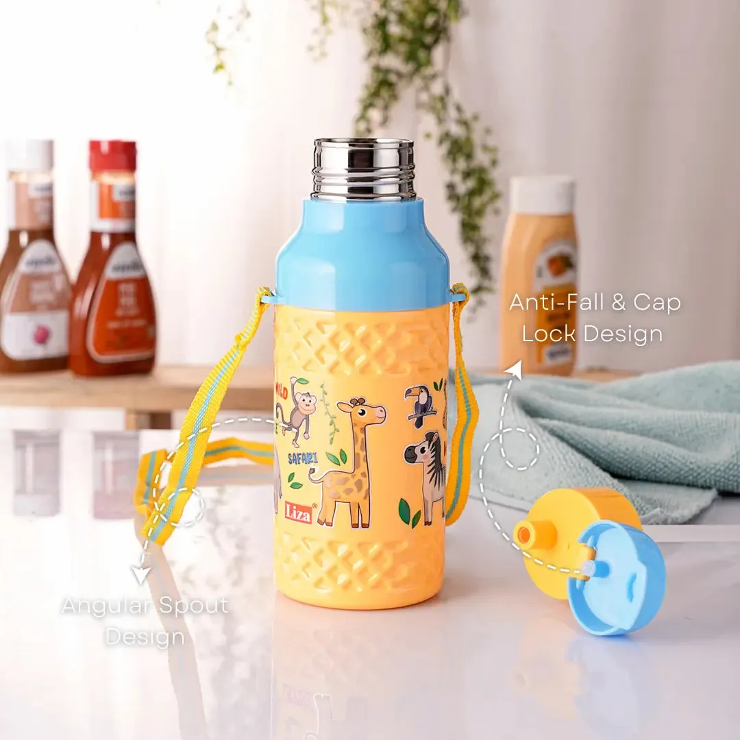 Liza Baby Boss Yellow Steel Insulated Water Bottle 480ml - Leakproof & Insulated Bottle For School