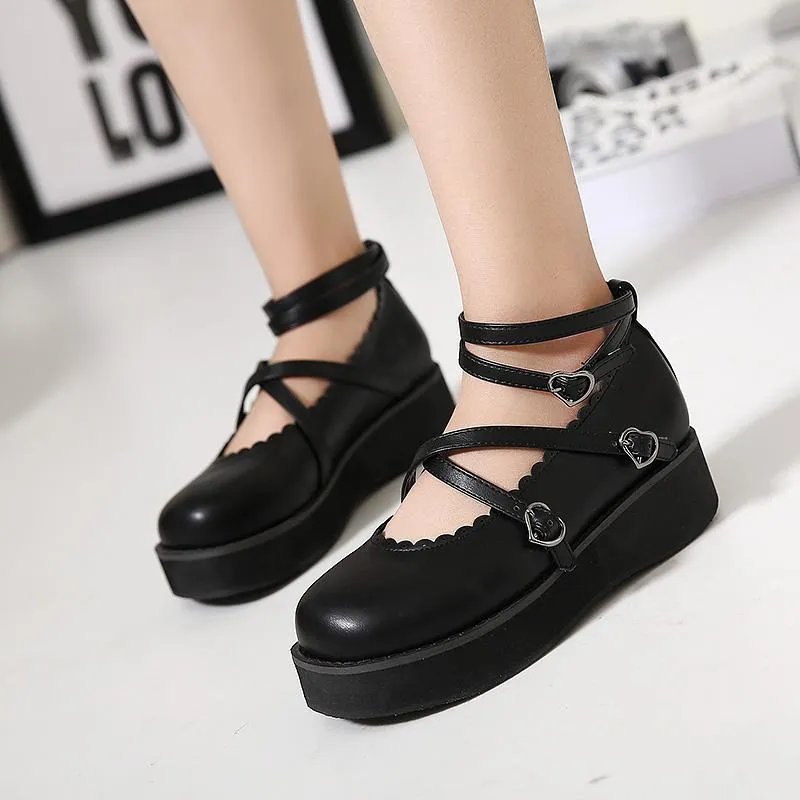 Lolita Black Strings Bow Shoes SD00189