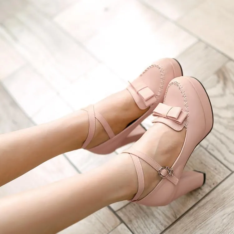 Lolita Dolly Strap Bow High-Heel Shoes SD00238