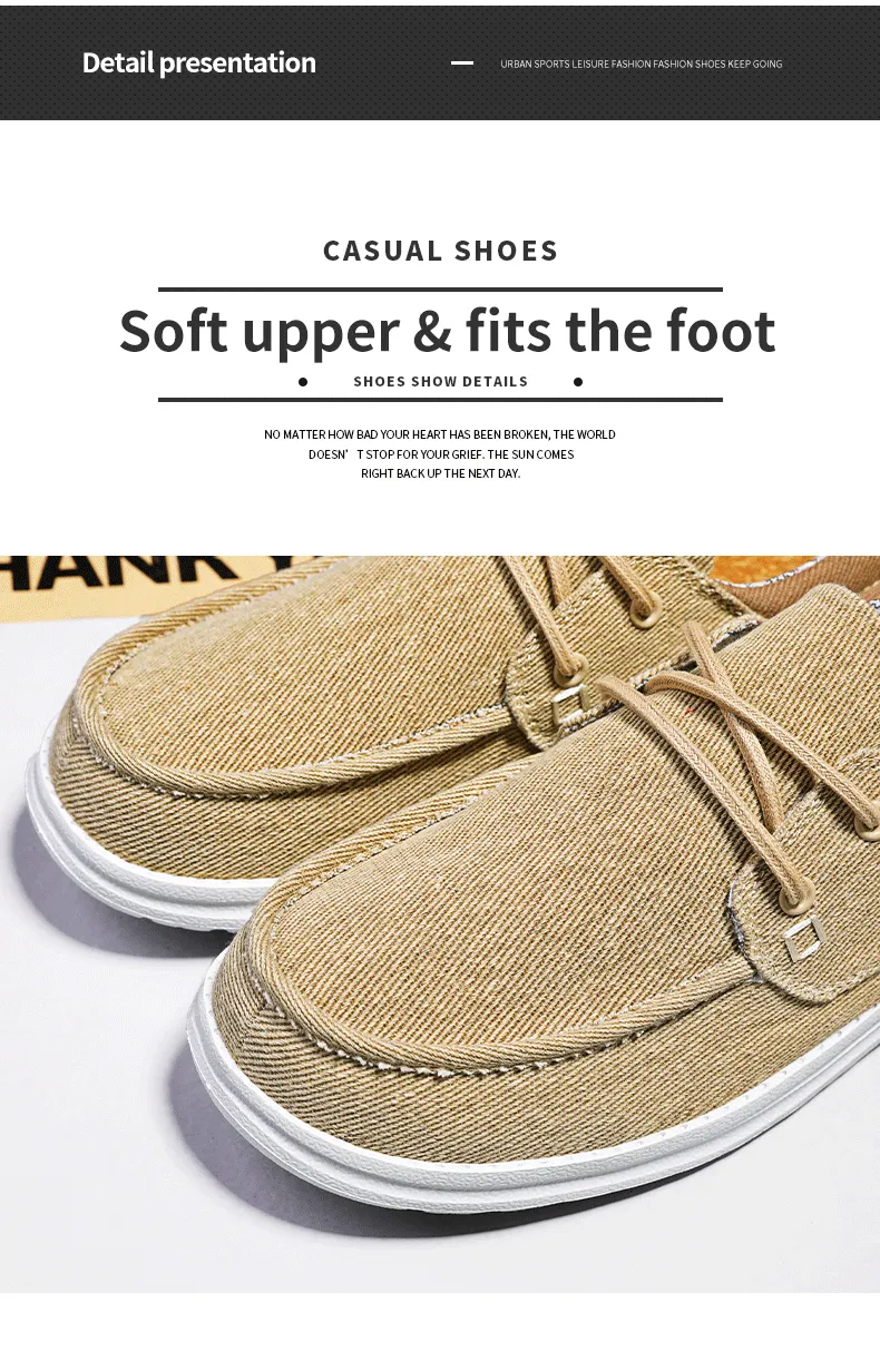 Men's Casual Lace Up Canvas Shoes Slip On Loafers Lightweight Comfortable Breathable Fashion Sailboat Shoes