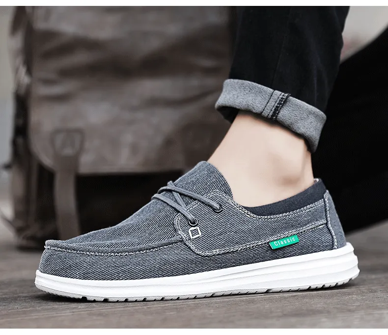 Men's Casual Lace Up Canvas Shoes Slip On Loafers Lightweight Comfortable Breathable Fashion Sailboat Shoes