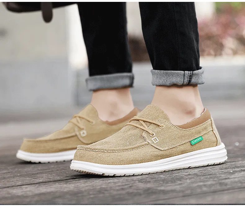 Men's Casual Lace Up Canvas Shoes Slip On Loafers Lightweight Comfortable Breathable Fashion Sailboat Shoes