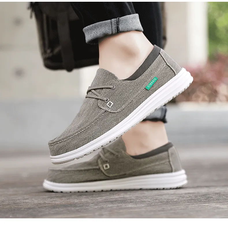 Men's Casual Lace Up Canvas Shoes Slip On Loafers Lightweight Comfortable Breathable Fashion Sailboat Shoes