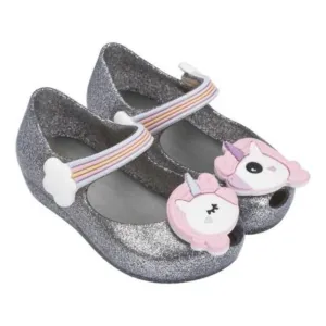 Mini Melissa Girls Silver Glitz Unicorn Shoes