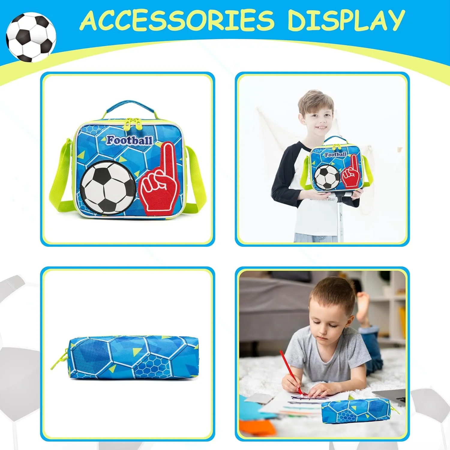 (NET) A-go Football Backpack Set Of 3 Pcs