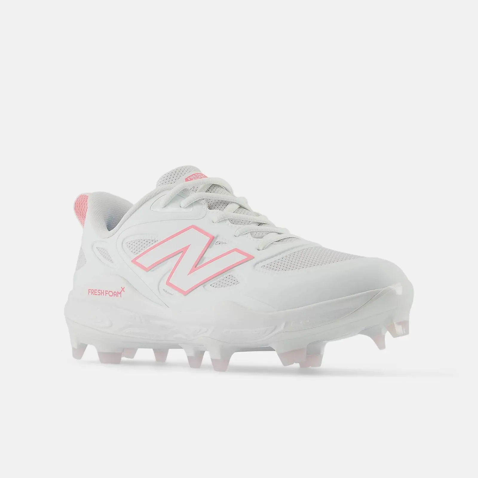 New Balance Women's Fresh Foam X Velo v4 Molded Softball Cleats - White with Ultra Pink SPVELOM4