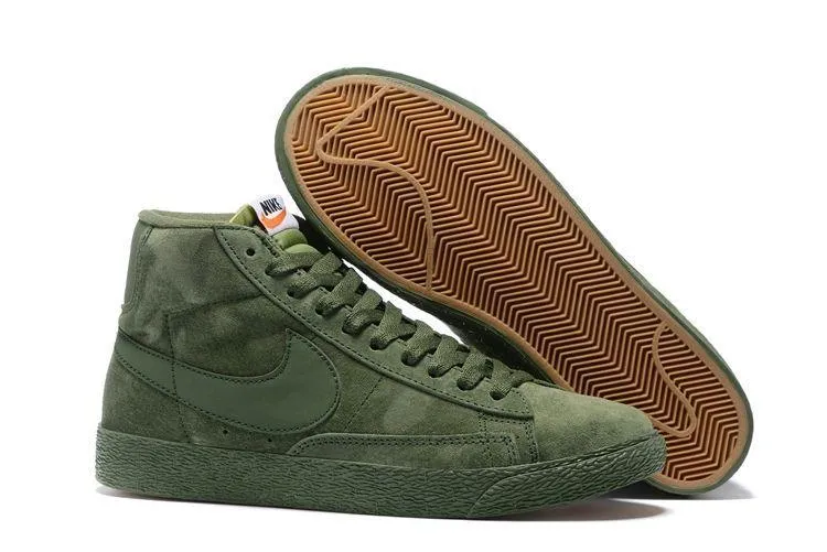 Obeezi Blazer Mid Premium Vintage Olive Green Suede Sneaker