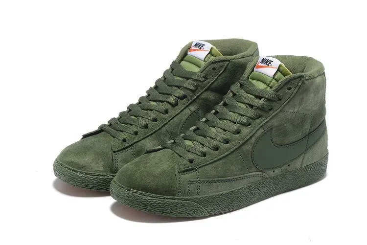 Obeezi Blazer Mid Premium Vintage Olive Green Suede Sneaker