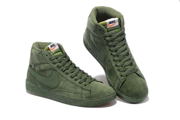 Obeezi Blazer Mid Premium Vintage Olive Green Suede Sneaker