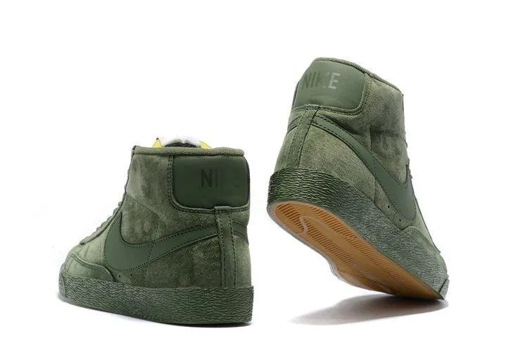 Obeezi Blazer Mid Premium Vintage Olive Green Suede Sneaker