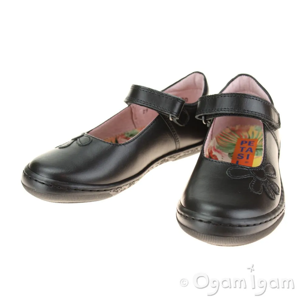 Petasil Donna Girls Black School Shoe