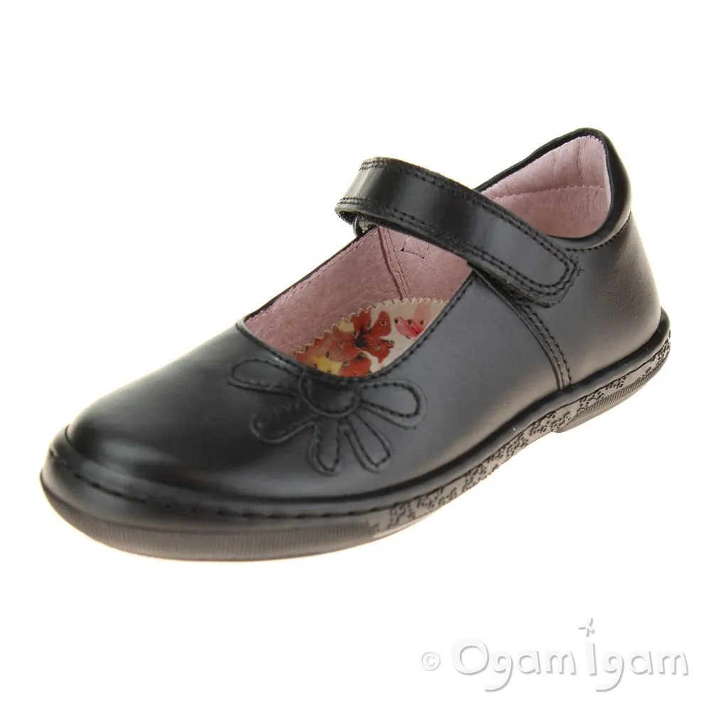 Petasil Donna Girls Black School Shoe