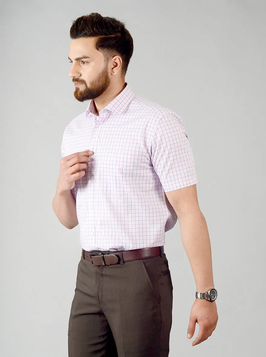 Pink & Blue Checked Regular Fit Formal Shirt | JadeBlue