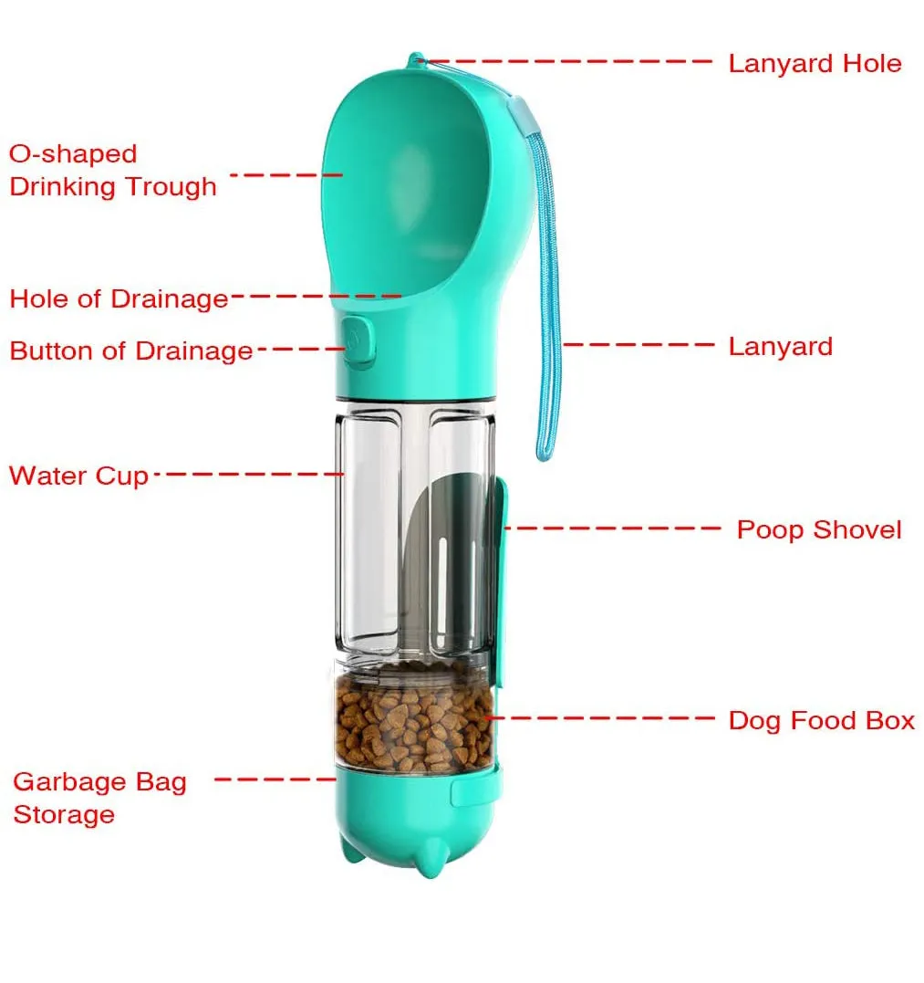 Portable Dog Travel Water Dispenser with Food Container-300ML