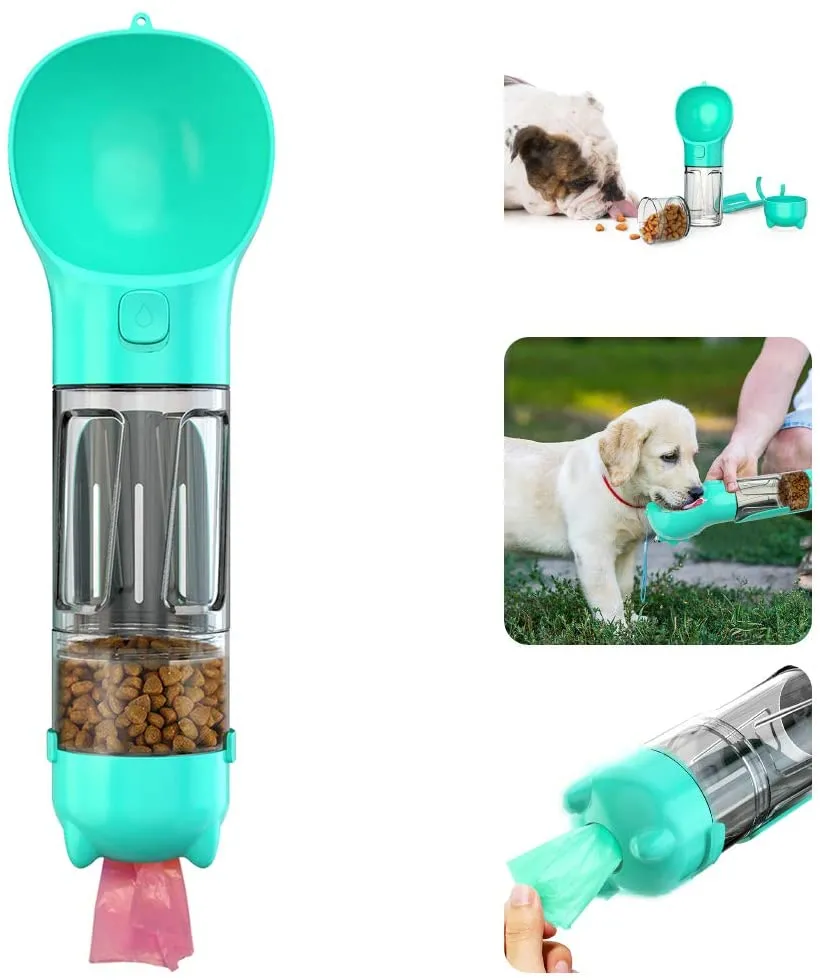 Portable Dog Travel Water Dispenser with Food Container-300ML