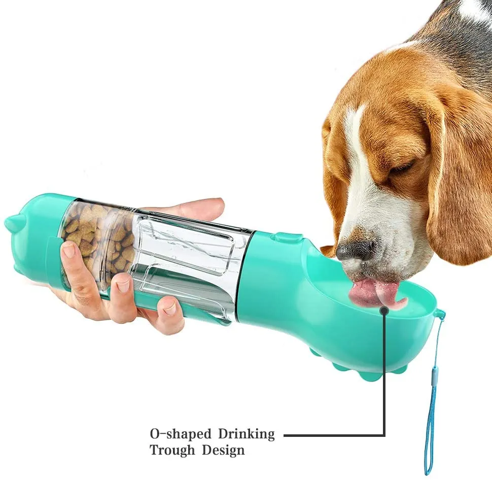 Portable Dog Travel Water Dispenser with Food Container-300ML