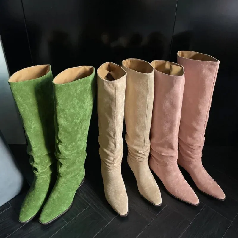 Pre Order:  Faux Suede Pleated Boots