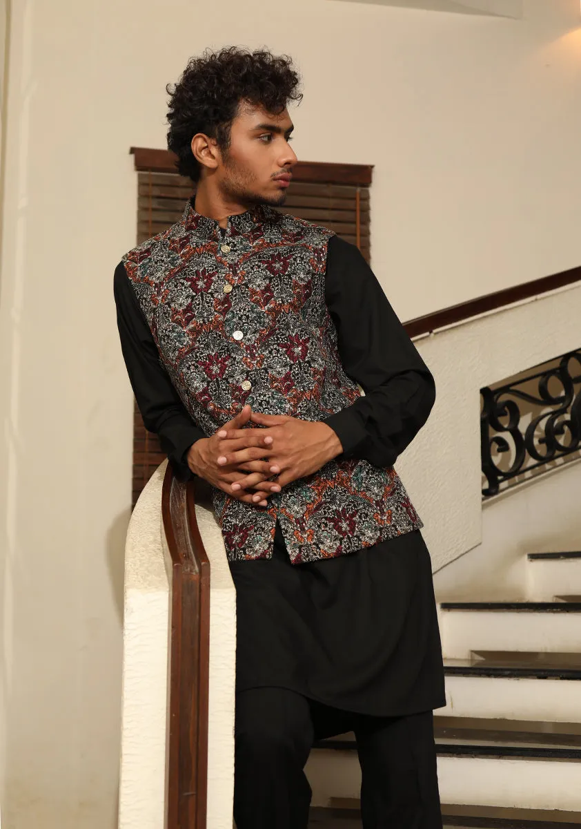 Premium Embroidered Chiffon Waistcoat and Shawl