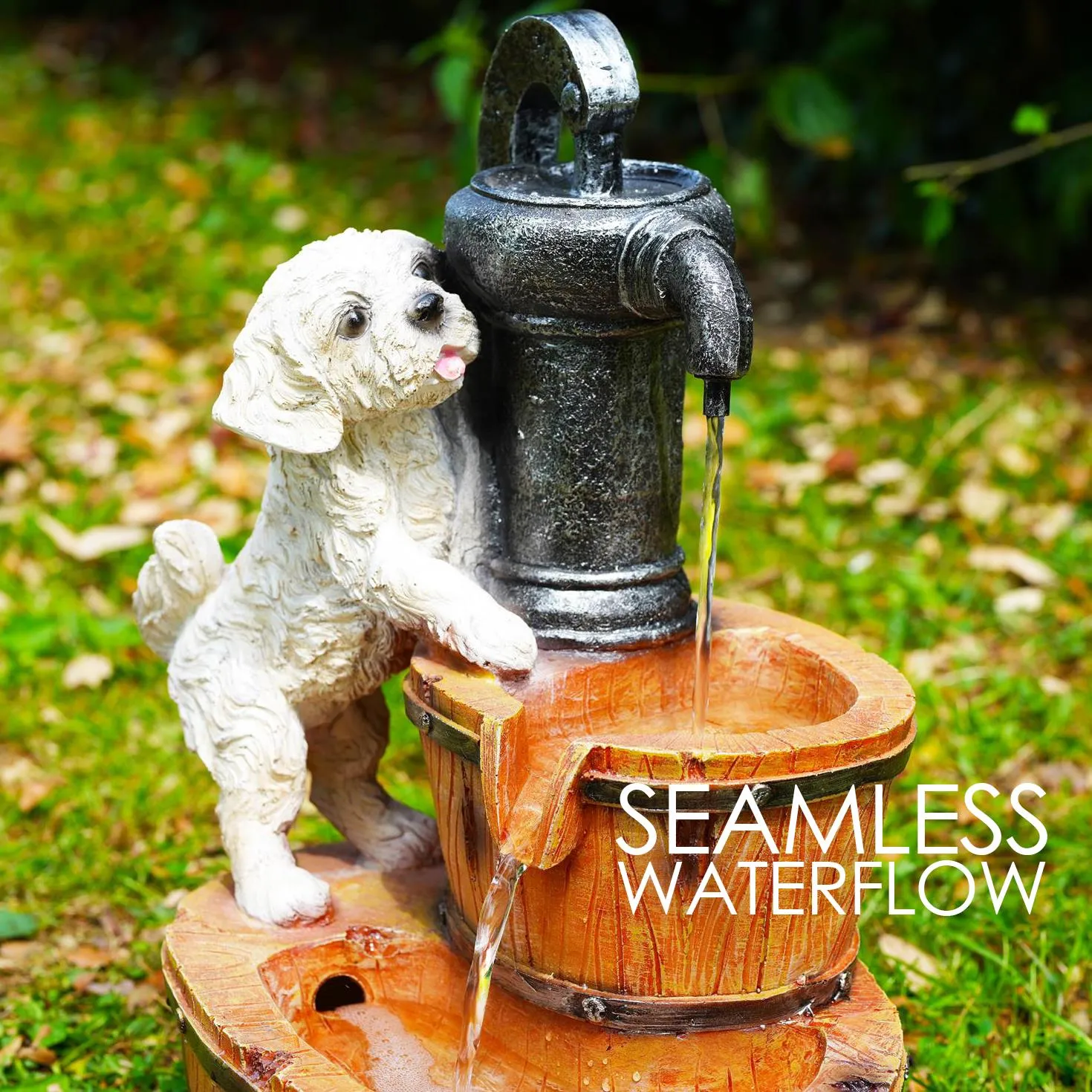 Puppy Solar Water Feature Outdoor With LED