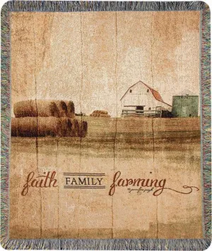 "Faith Family Farming" Tapestry Throw