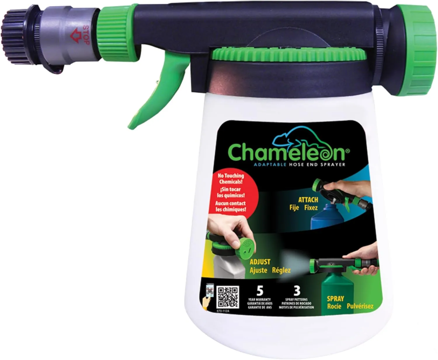 RL Flo-Master, Chameleon Hose End Sprayer for use with Fertilizers, Weed Killers, Fungicides and Insect Killers, 32 ounce Refillable Bottle Included